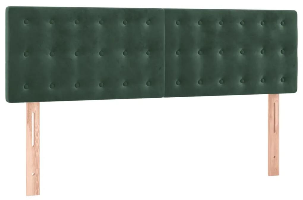 vidaXL Κρεβάτι Boxspring με Στρώμα Σκούρο Πράσινο 140x190εκ. Βελούδινο