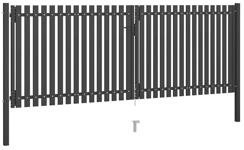 vidaXL Πόρτα Περίφραξης Κήπου Ανθρακί 4 x 1,7 μ. Ατσάλινη