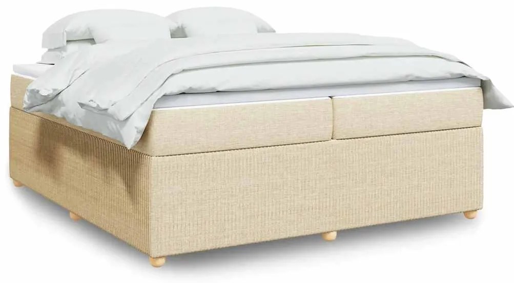 vidaXL Κρεβάτι Boxspring με Στρώμα Κρεμ 200x200 εκ. Υφασμάτινο