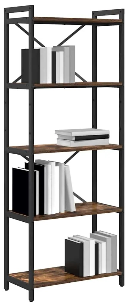 vidaXL Βιβλιοθήκη Καπνιστή δρυς 60 x 30 x 153 εκ Επεξεργασμένο ξύλο