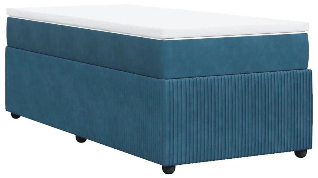 vidaXL Κρεβάτι Boxspring με Στρώμα Σκούρο Μπλε 80 x 200 εκ. Βελούδινο