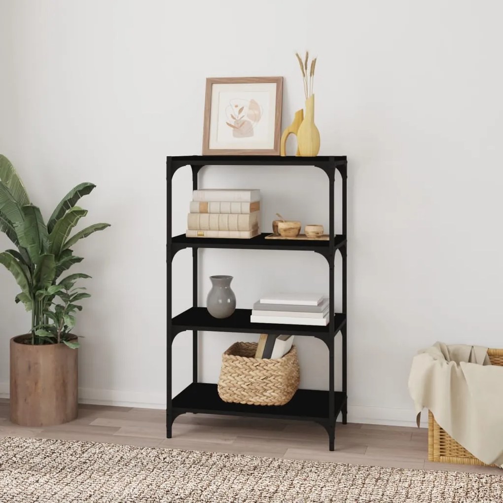 vidaXL Βιβλιοθήκη Μαύρη 60 x 33 x 100 εκ. Επεξεργασμένο Ξύλο &amp; Ατσάλι