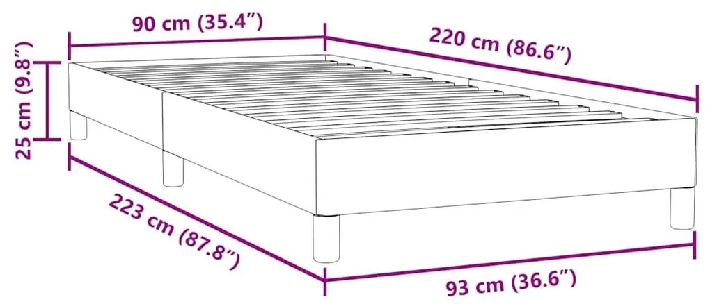 Κρεβάτι Boxspring χωρίς Στρώμα Σκούρο Μπλε 90x220 εκ. Βελούδινο - Μπλε