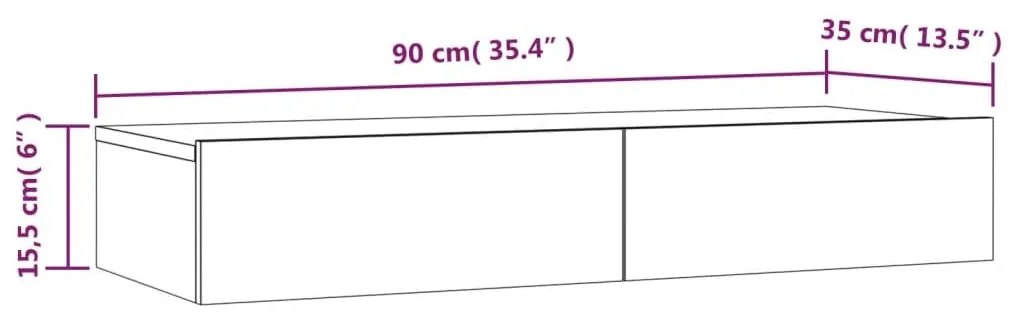 Έπιπλο Τηλεόρασης με LED Γκρι Σκυροδέματος 90x35x15,5 εκ. - Γκρι