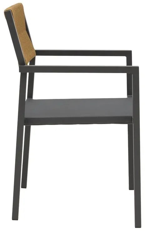 Καρέκλα - Πολυθρόνα αλουμινίου Savor στοιβαζόμενη ανθρακί σκελετός-textilene φυσικό rattan 55x58x63 εκ. 55x58x83 εκ.