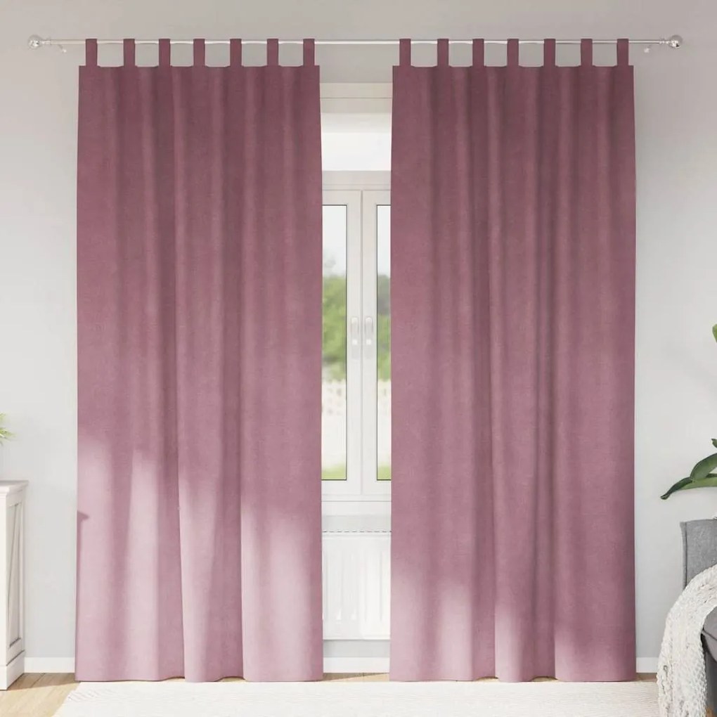 vidaXL Κουρτίνες με κουρτίνες 2 pcs Σκούρο Ροζ 140 x 225 cm Βελούδο