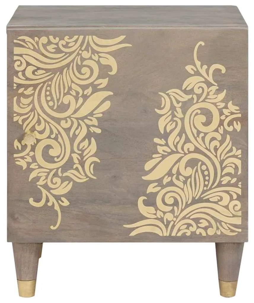 vidaXL Κομοδίνο 2 pcs Γκρι 40 x 33 x 46 εκ. Μασίφ ξύλο μάνγκο
