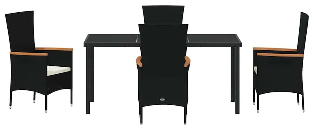 vidaXL Σέτ φαγητού για κήπο 5 pcs Μαύρο Χάλυβας με επίστρωση πούδρας