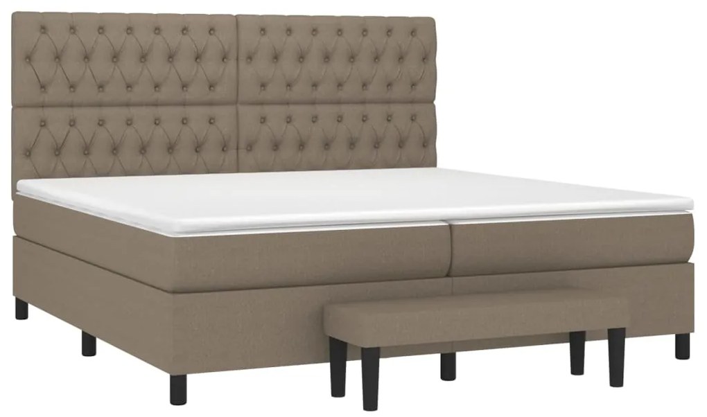 vidaXL Κρεβάτι Boxspring με Στρώμα Taupe 200x200 εκ. Υφασμάτινο