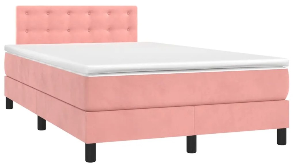 vidaXL Κρεβάτι Boxspring με Στρώμα Ροζ 120x190 εκ. Βελούδινο