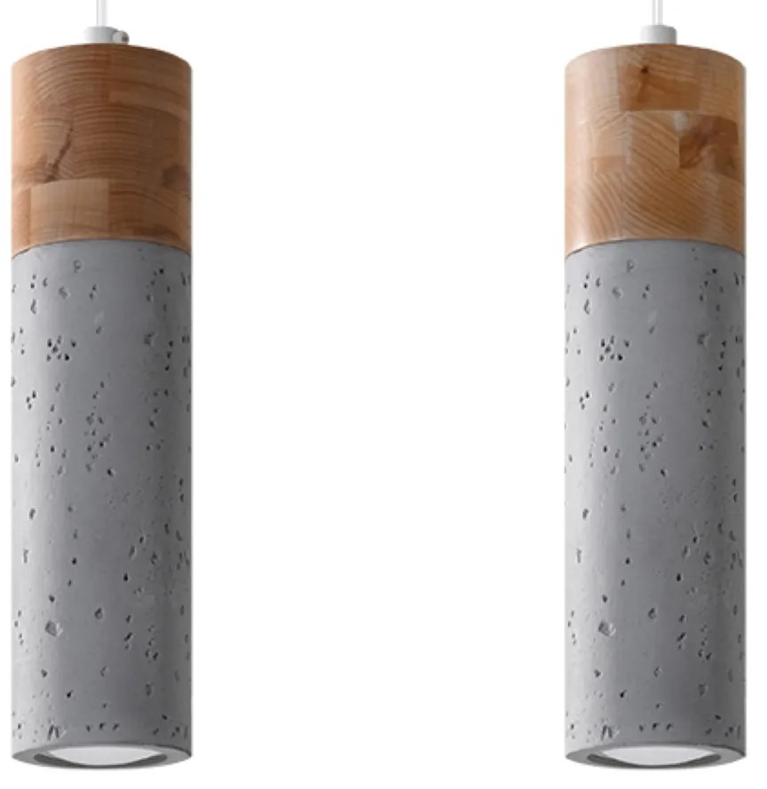 Sollux Κρεμαστό φωτιστικό Zane 2,σκυρόδεμα, ξύλο, 2xGU10/40w