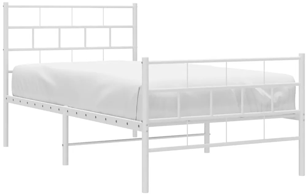 vidaXL Πλαίσιο Κρεβατιού με Κεφαλάρι&Ποδαρικό Λευκό 100x200εκ. Μέταλλο