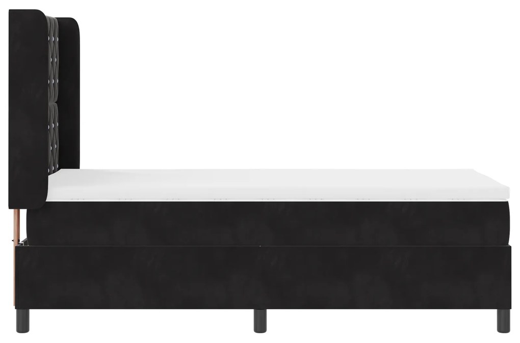 vidaXL Κρεβάτι Box Spring με Στρώμα Μαύρο 90x190 εκ. Βελούδο