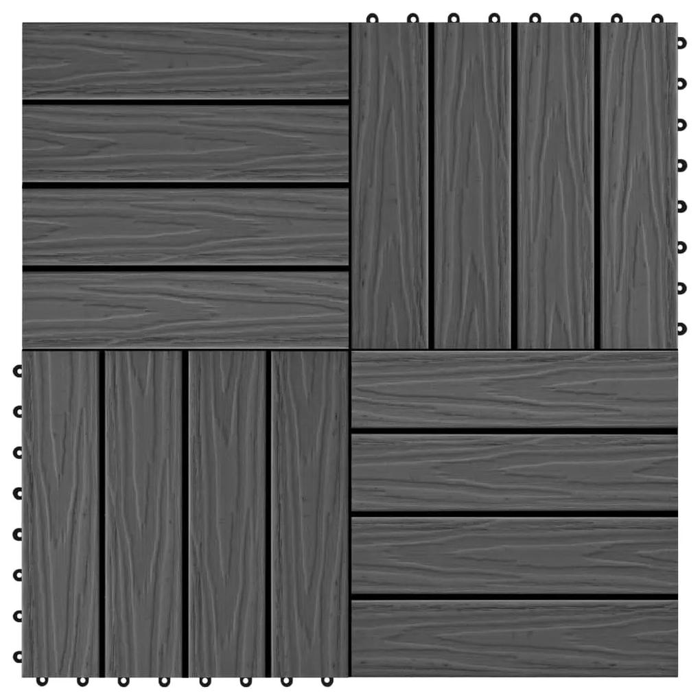 vidaXL Πλακάκια Deck 11 τεμ. Ανάγλυφα Μαύρα 30x30 εκ. 1 μ² WPC