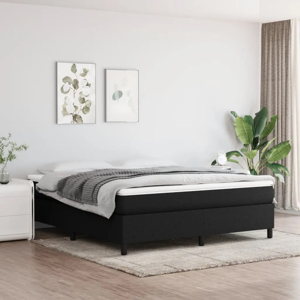 vidaXL Πλαίσιο Κρεβατιού Boxspring Μαύρο 160x200 εκ. Υφασμάτινο