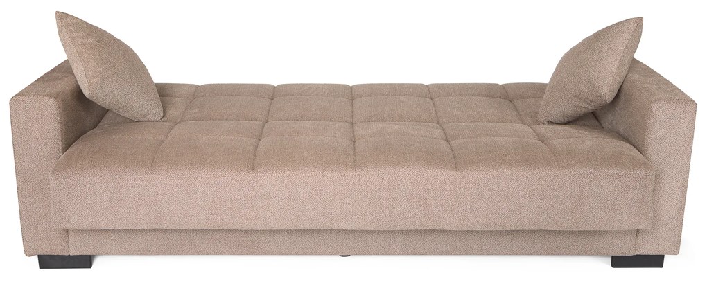 Καναπές-κρεβάτι Ferren με αποθηκευτικό χώρο τριθέσιος βαρέως τύπου μπεζ-καφέ ύφασμα 223x85x97