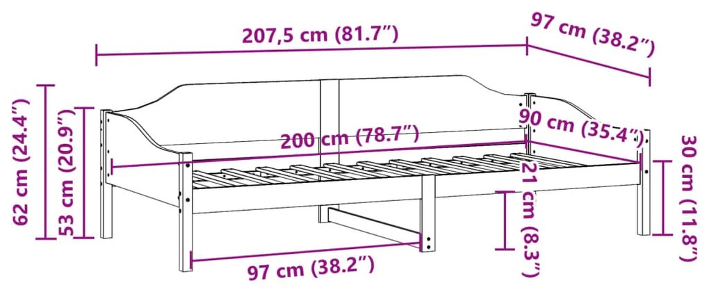 ΣΚΕΛΕΤΟΣ ΚΡΕΒΑΤΙΟΥ ΧΩΡΙΣ ΣΤΡΩΜΑ 90X200 ΕΚ ΜΑΣΙΦ ΞΥΛΟ ΠΕΥΚΟΥ 850914