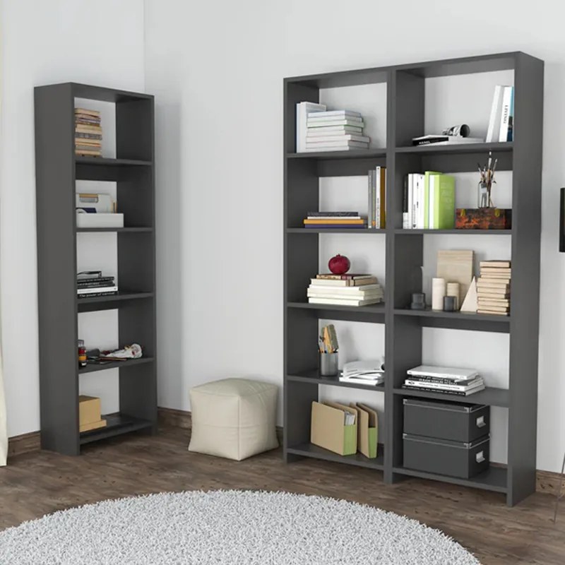 Βιβλιοθήκη Rabuku pakoworld σε ανθρακί απόχρωση 146x22x123εκ (1 τεμάχια)