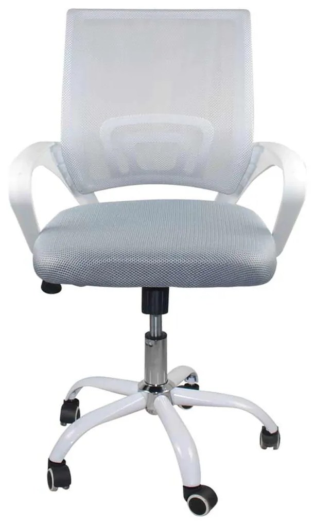 Πολυθρόνα Γραφείου Bf2101-Sw Με Ανάκλιση Άσπρο / Mesh Γκρι . Διάσταση: 57x53x90/100cm