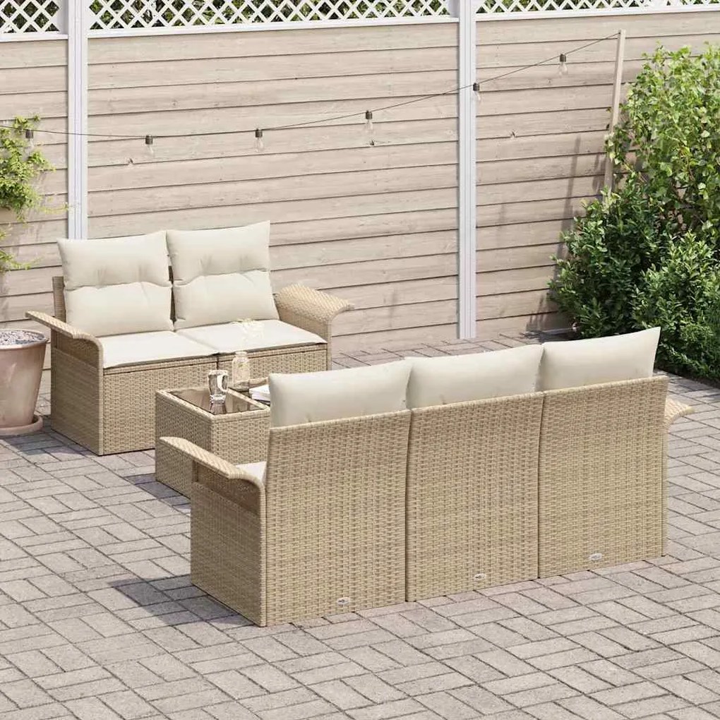vidaXL Σετ Καναπέ Κήπου με μαξιλάρι 6 pcs Μπεζ, Κρέμα 55 x 55 x 37 εκ