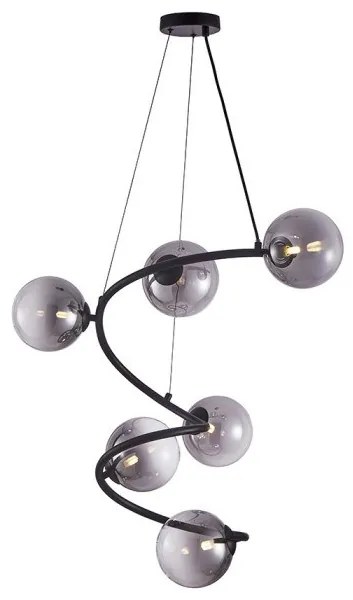 Κρεμαστό Φωτιστικό Οροφής WAVE-6P-BL Γυαλί G9 40W Sunlight-WAVE-6P-BL-Φιμέ/Smoke WAVE-6P-BL