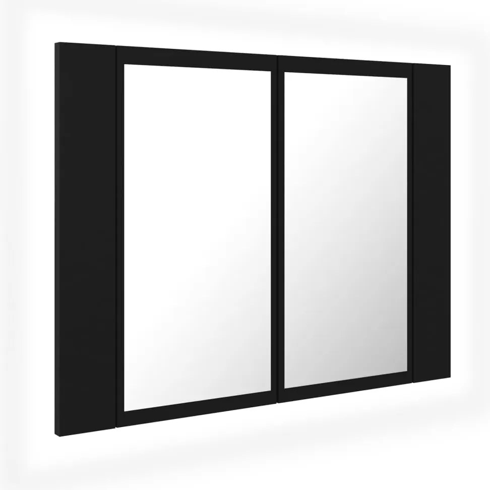 vidaXL Καθρέφτης Μπάνιου με Ντουλάπι LED Μαύρος 60x12x45 εκ. Ακρυλικός