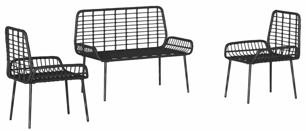 vidaXL Σέτ φαγητού για κήπο 3 pcs Μαύρο, Ανθρακί Πολυ rattan, ατσάλι