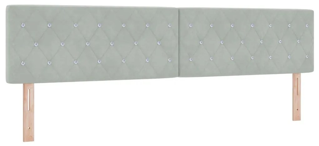 vidaXL Βελούδινο Κεφαλάρι Argyle Ανοιχτό γκρι 200 cm Βελούδο