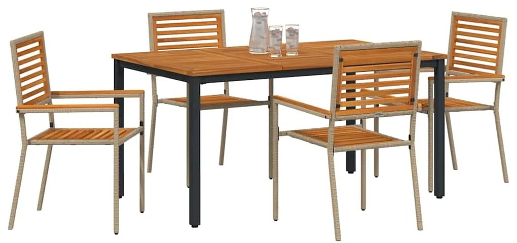 vidaXL Σέτ φαγητού για κήπο 4 pcs Μπεζ 150 x 90 x 75 cm