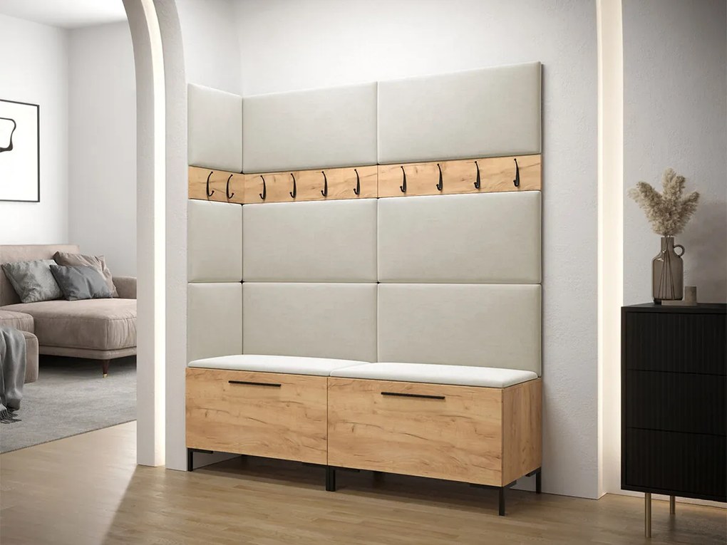 Σετ διαδρόμου Hartford F104, 196x168x46cm, 34 kg, Craft δρυς, Ταπισερί, Πλαστικοποιημένη μοριοσανίδα, Εντοιχισμένη, Τοίχου | Epipla1.gr