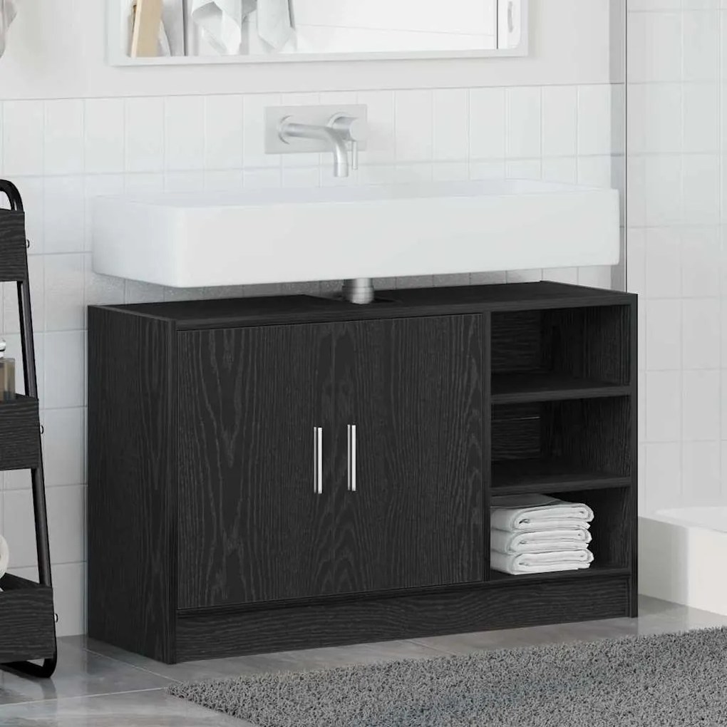 vidaXL Ντουλάπι Νιπτήρα Μαύρη Οξυά 90 x 29 x 55 εκ. Επεξεργασμένο ξύλο