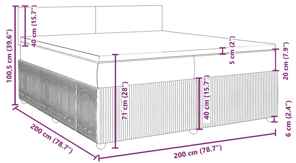 Κρεβάτι Boxspring με Στρώμα Κρεμ 200x200 εκ. Υφασμάτινο - Κρεμ