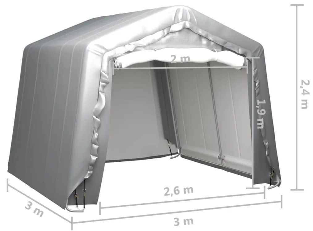vidaXL Τέντα Αποθήκευσης Γκρι 300 x 300 εκ. Ατσάλινη