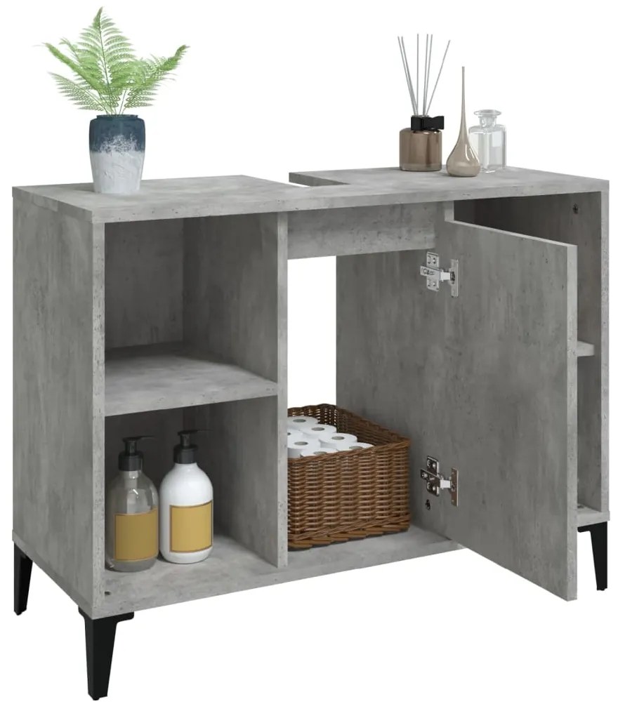 vidaXL Ντουλάπι Νιπτήρα Γκρι Σκυρ. 80 x 33 x 60 εκ. Επεξεργασμένο Ξύλο