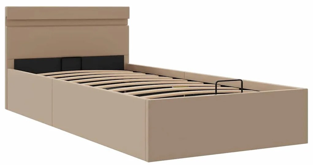 vidaXL Πλαίσιο Κρεβατιού Αποθ. Χώρο/LED Καπουτσίνο 90x200 εκ Δερματίνη