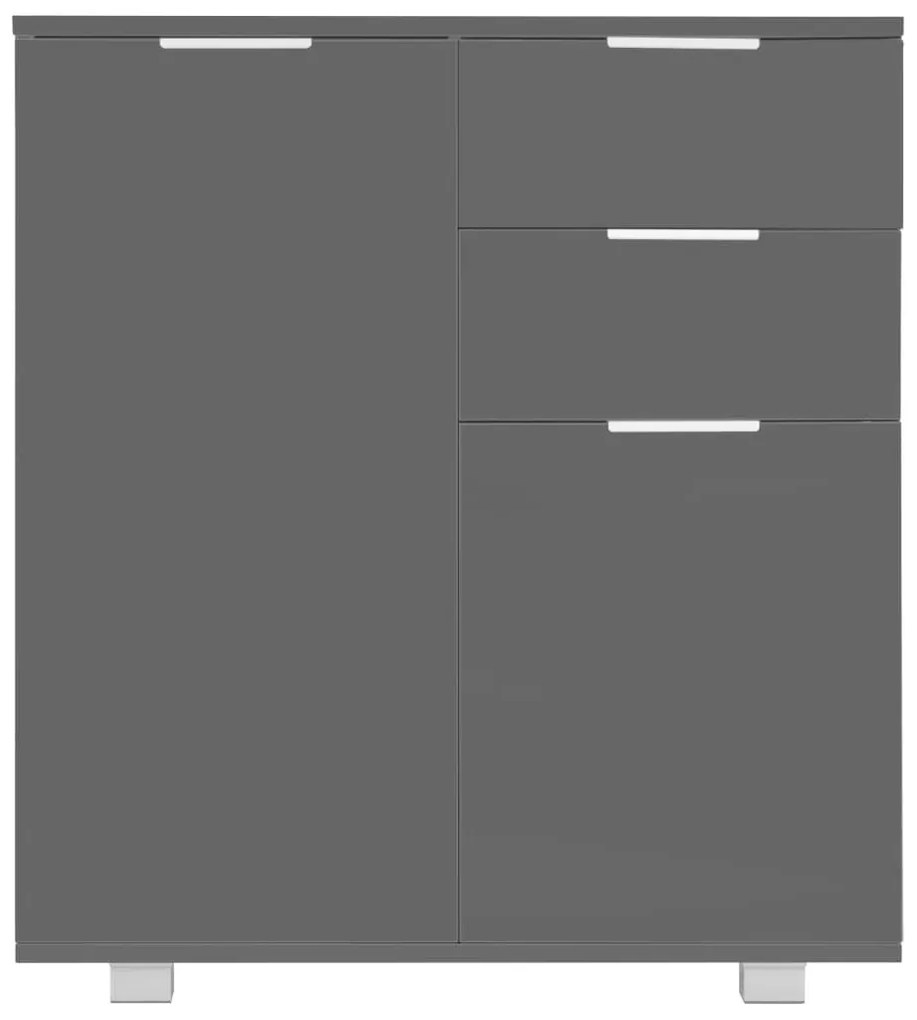 Μπουφές Ψηλός Γυαλιστερός Γκρι 71x35x80 εκ. Επεξεργασμένο Ξύλο - Γκρι