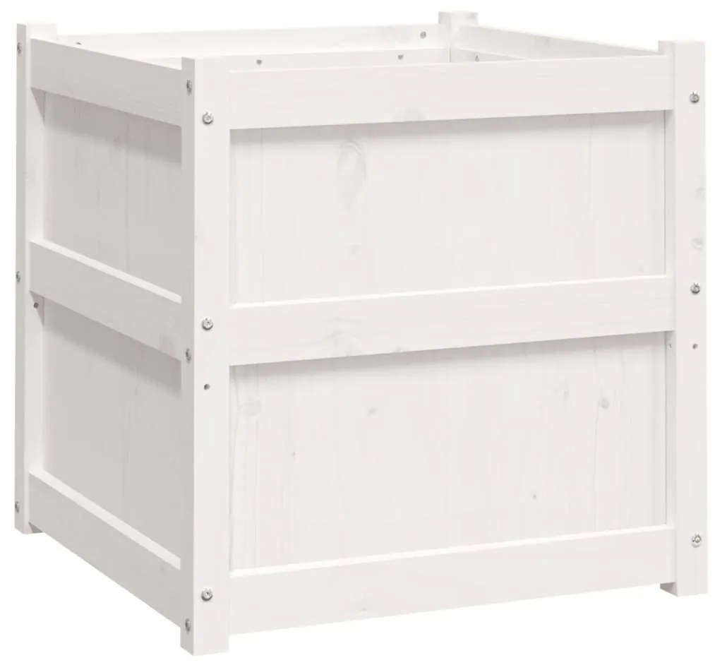 vidaXL Ζαρντινιέρα Λευκή 60 x 60 x 60 εκ. από Μασίφ Ξύλο Πεύκου