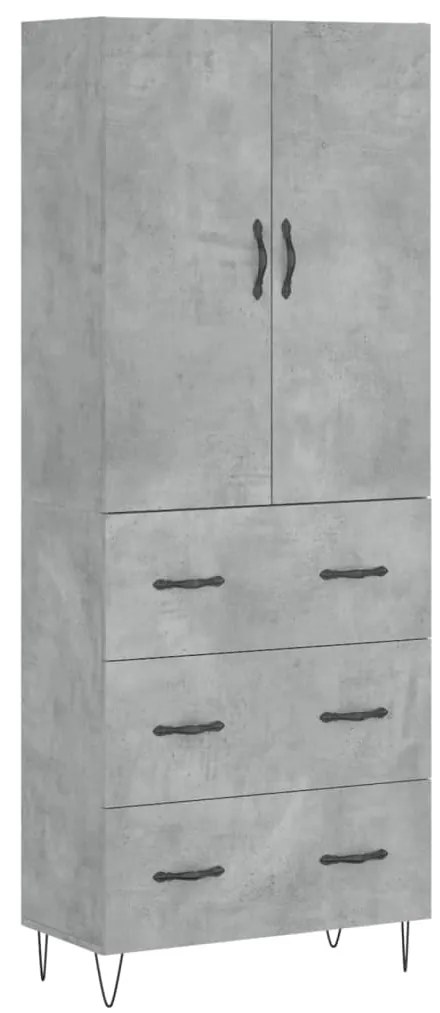 vidaXL Ντουλάπι Γκρι Σκυροδέματος 69,5x34x180 εκ. Επεξεργασμένο Ξύλο