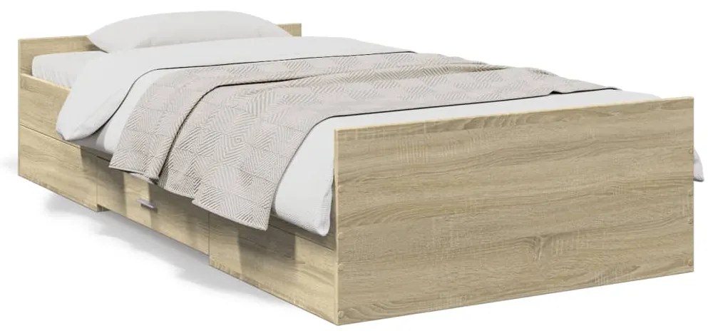 vidaXL Πλαίσιο Κρεβατιού με συρτάρια Sonoma Δρυς 90x200εκ. Επεξ. Ξύλο