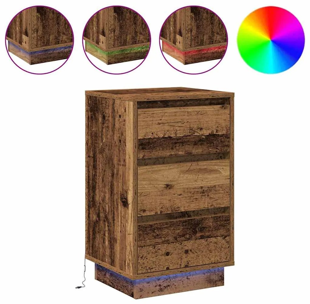 vidaXL Κομοδίνο με Παλιό Ξύλο 39 x 34.5 x 65 εκ. Επεξεργασμένο ξύλο