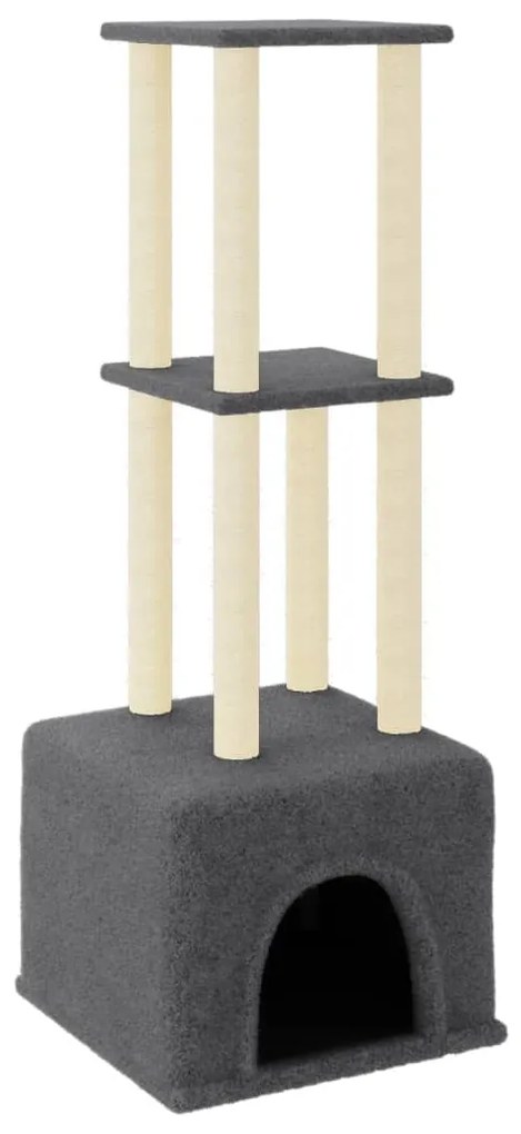 vidaXL Γατόδεντρο Σκούρο Γκρι 133,5 εκ. με Στύλους Ξυσίματος από Σιζάλ