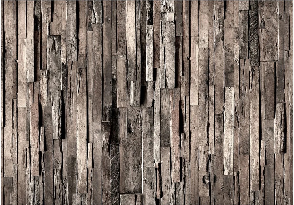 Αυτοκόλλητη φωτοταπετσαρία - Wooden Curtain (Dark Brown) - 343x245