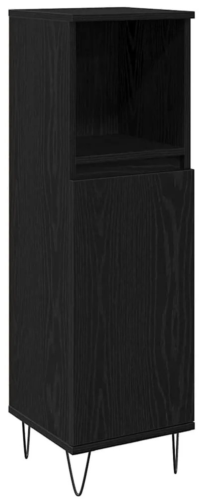 vidaXL Σετ Επίπλων Μπάνιου με πόρτα 3 pcs Μαύρη Οξυά 30 x 30 x 190 εκ