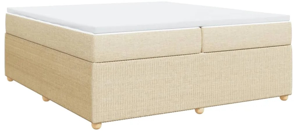 vidaXL Κρεβάτι Boxspring με Στρώμα Κρεμ 200x200 εκ. Υφασμάτινο