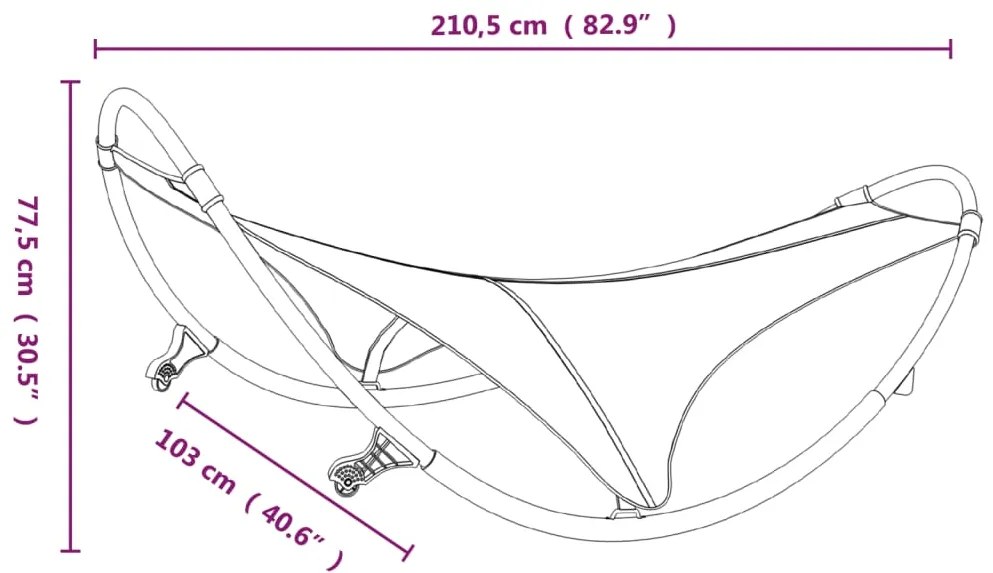 vidaXL Ξαπλώστρα Κουνιστή με Ροδάκια Γκρι Ατσάλι & Ύφασμα Textilene