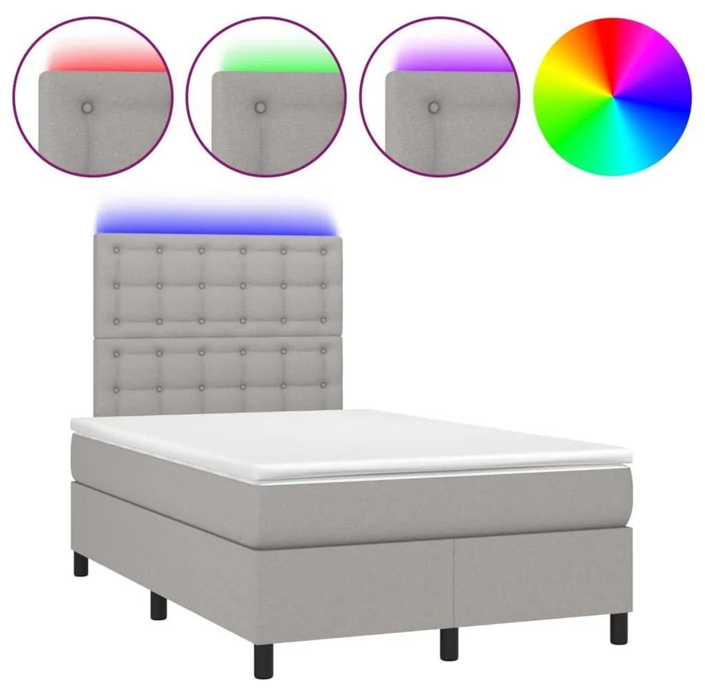 ΚΡΕΒΑΤΙ BOXSPRING ΜΕ ΣΤΡΩΜΑ &amp; LED ΑΝ.ΓΚΡΙ 120X200 ΕΚ ΥΦΑΣΜΑΤΙΝΟ 3135181