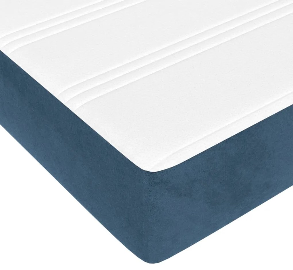 Κρεβάτι Boxspring με Στρώμα Σκούρο Μπλε 120x200 εκ. Βελούδινο - Μπλε