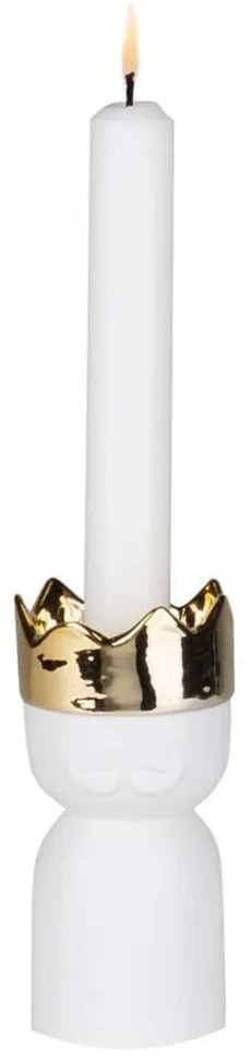 Κηροπήγιο King's Light Caspar RD0090759 Φ6x12cm White-Gold Raeder Porcelain