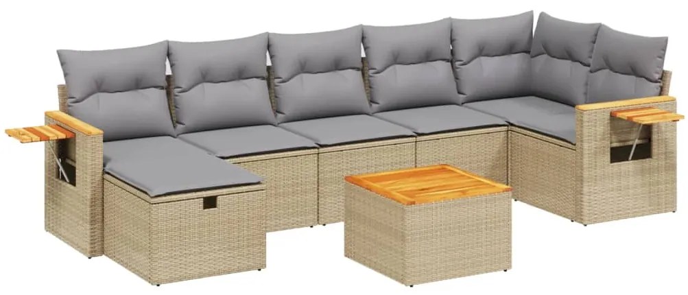 vidaXL Σετ Καναπέ Κήπου 8 τεμ. Μικτό Μπεζ Συνθετικό Ρατάν με Μαξιλάρια