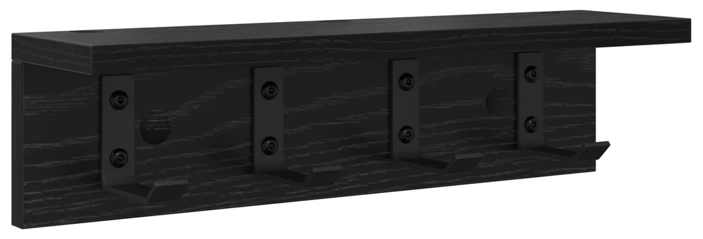 vidaXL Τοίχου Κρεμάστρα με ράφι Μαύρη δρυς 40 x 10.5 x 10.5 εκ